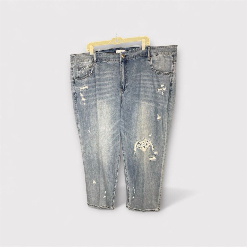 Lane Bryant Jeans 26 Blue High Rise‎ Girlfriend Straight Flex Magic Waistband